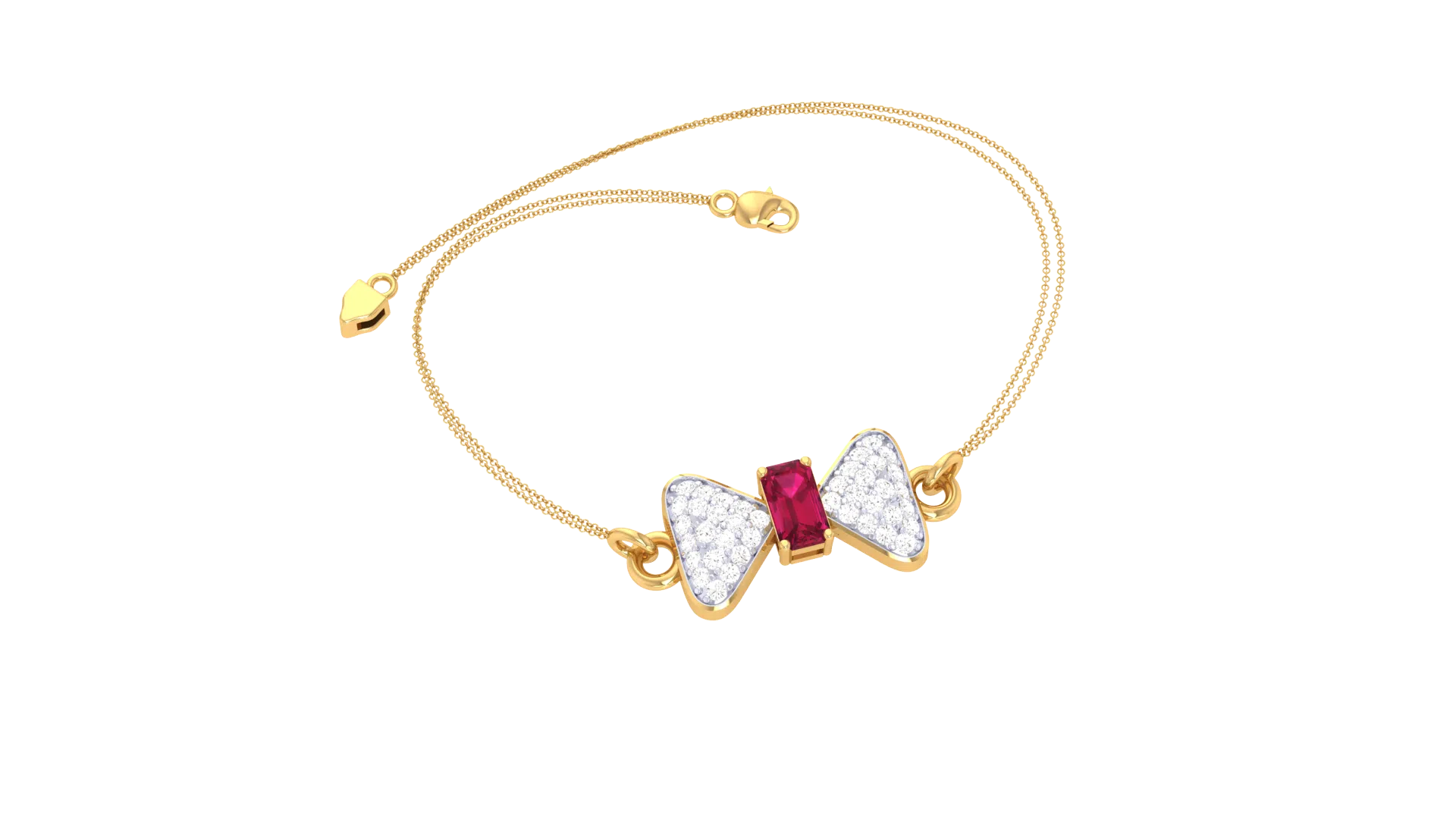 Gold Wt (18K) - 11.8 gms | Diamonds : 0.33 ct | The Rubowelle Bracelet features bold gold and ruby accents for luxurious, statement elegance.