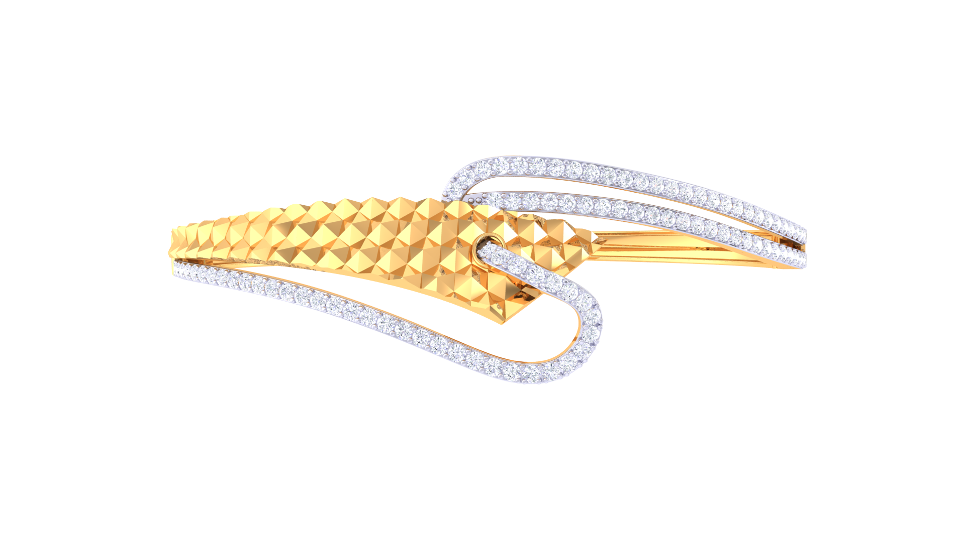 Gold Wt (18K) - 28.19 gms | Diamonds : 1.8 ct |The Petalune Bracelet features graceful petal in gold, symbolizing timeless elegance and modern charm.