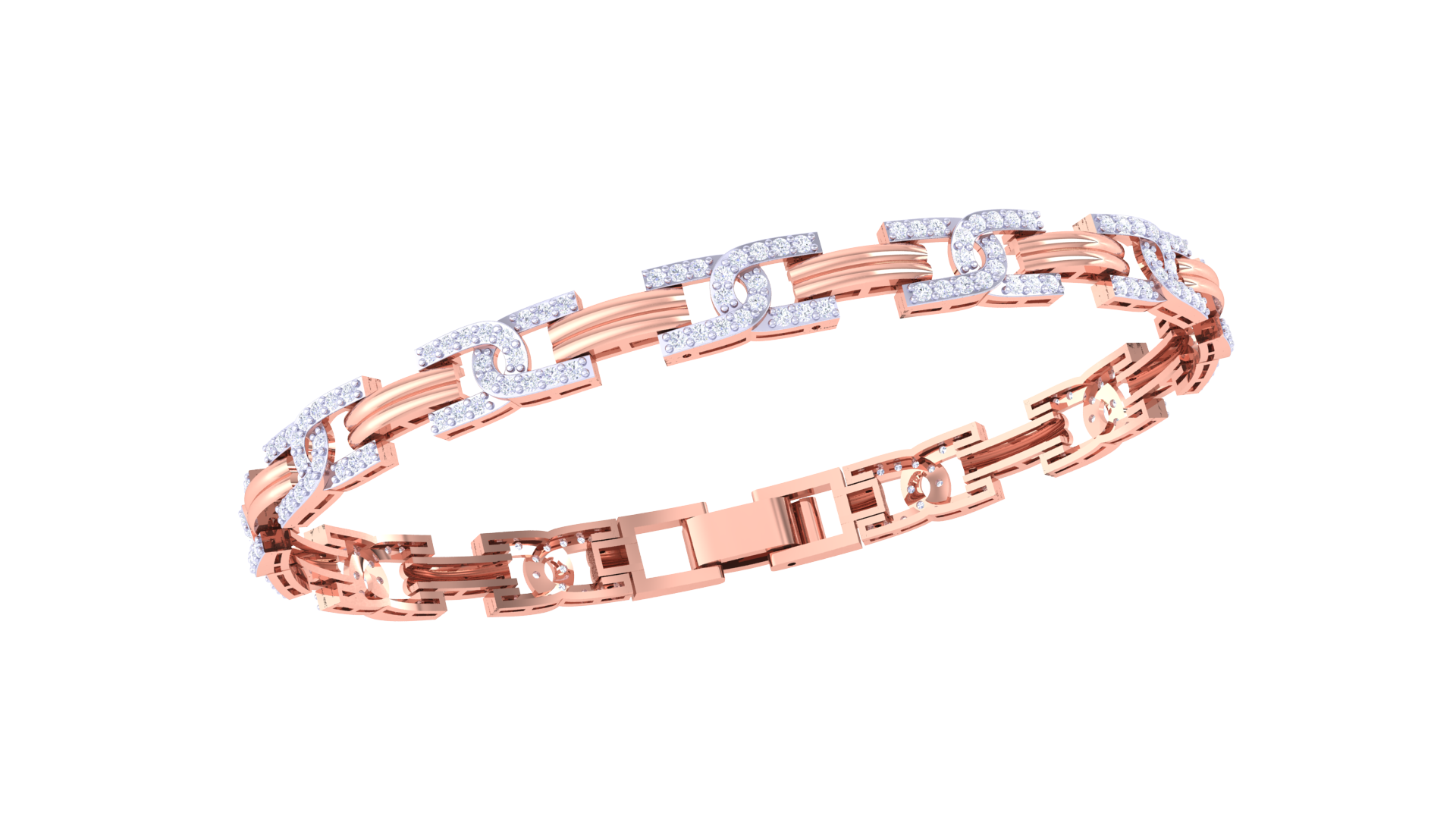Gold Wt (18K) - 20.61 gms | Diamonds : 0.75 ct |The U-Baslet bracelet combines bold U-shaped gold and diamond links for modern, elegant wristwear.