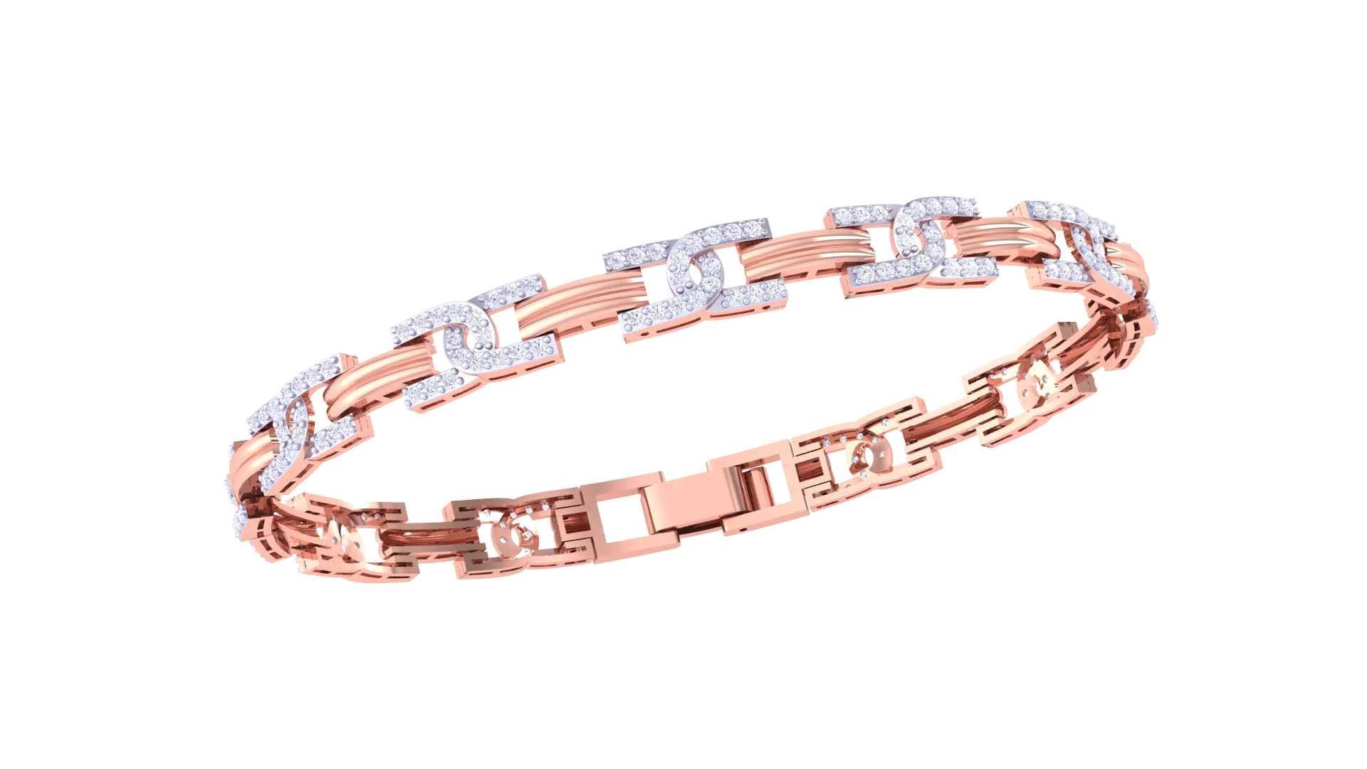 Gold Wt (18K) - 20.61 gms | Diamonds : 0.75 ct |The U-Baslet bracelet combines bold U-shaped gold and diamond links for modern, elegant wristwear.