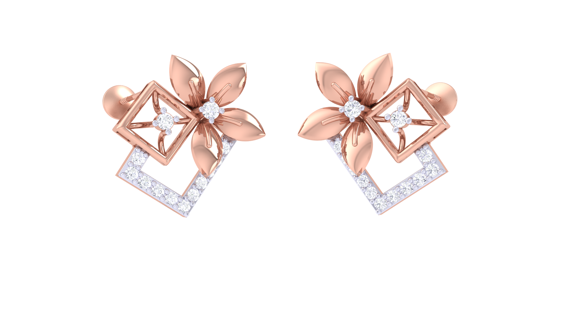 Gold Wt(18K)- 2.6 gms | Diamonds 0.28 ct | Blossom Radiance Studs feature elegant floral diamond designs for unique, sparkling everyday wear