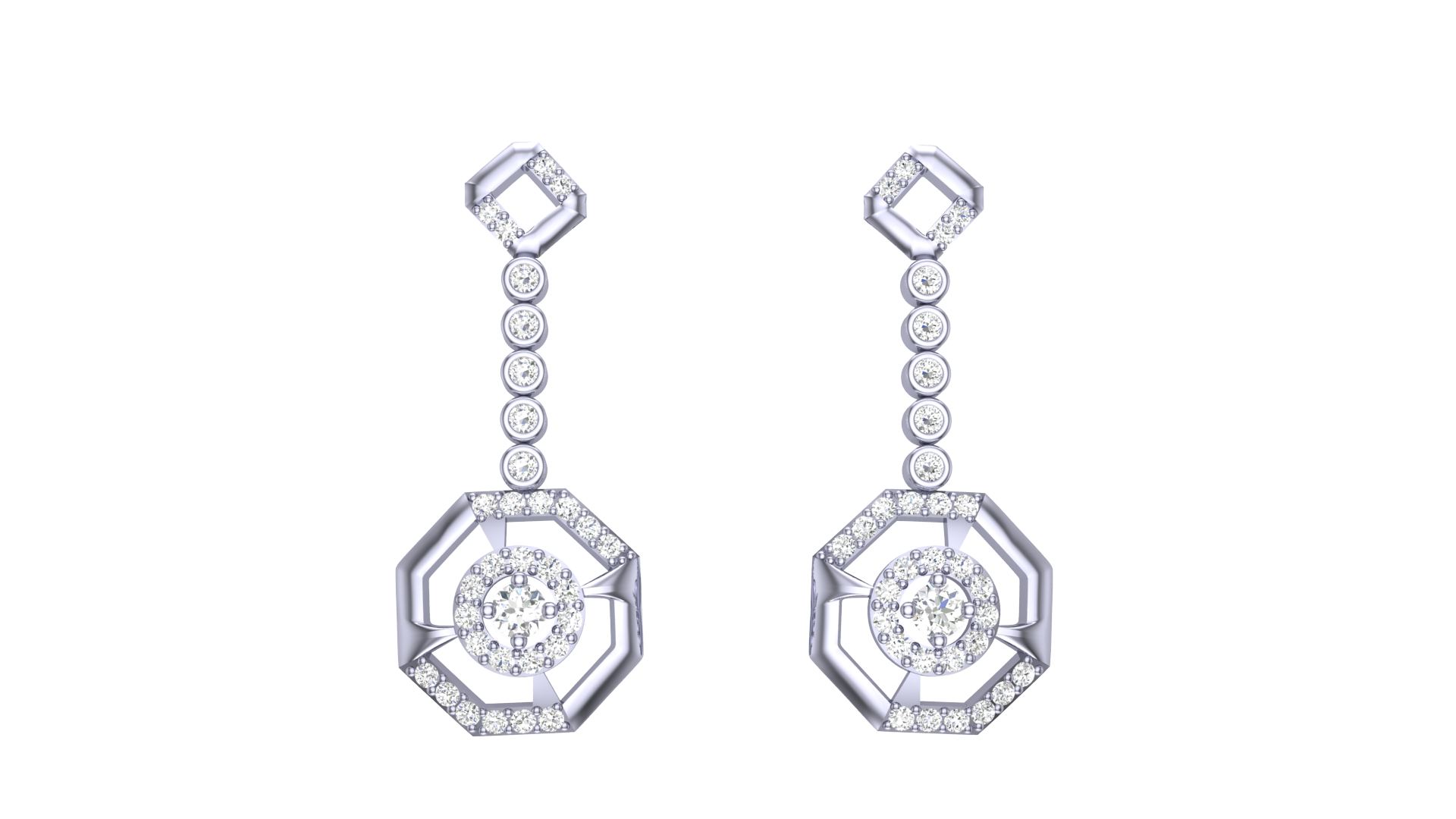 Gold Wt(18K) 5.1 gms | Diamonds 0.66 ct. Octaglow Diamond Earrings feature dazzling octagonal gold frames with sparkling diamonds for bold, modern elegance.