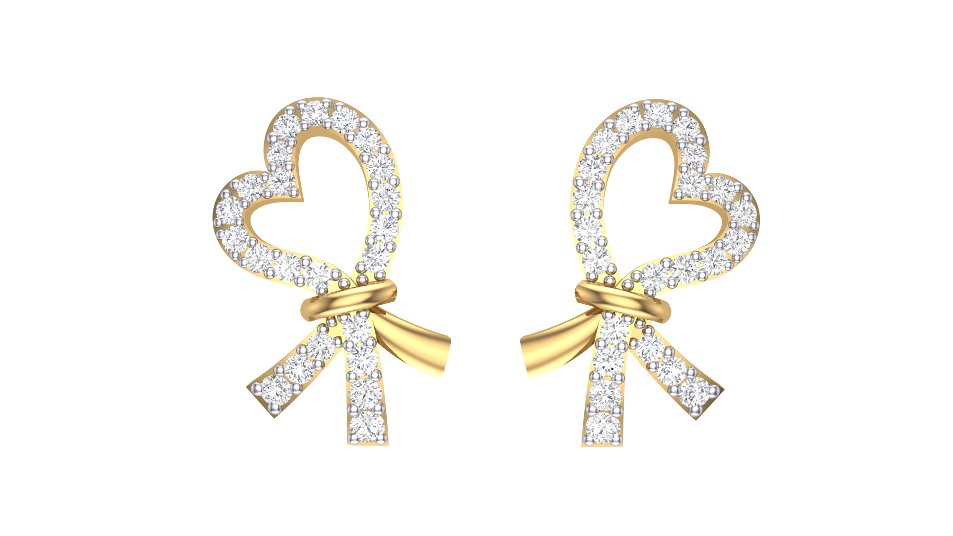 Gold Wt(18K) 2.8 gms | Diamonds 0.52 ct. Romantic Heart-Knot Earrings blend heart and knot motifs in gold with sparkling diamond accents.
