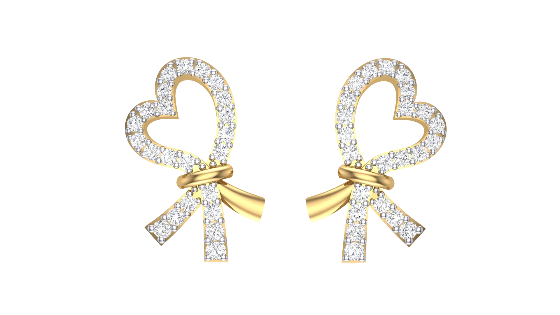 Gold Wt(18K) 2.8 gms | Diamonds 0.52 ct. Romantic Heart-Knot Earrings blend heart and knot motifs in gold with sparkling diamond accents.