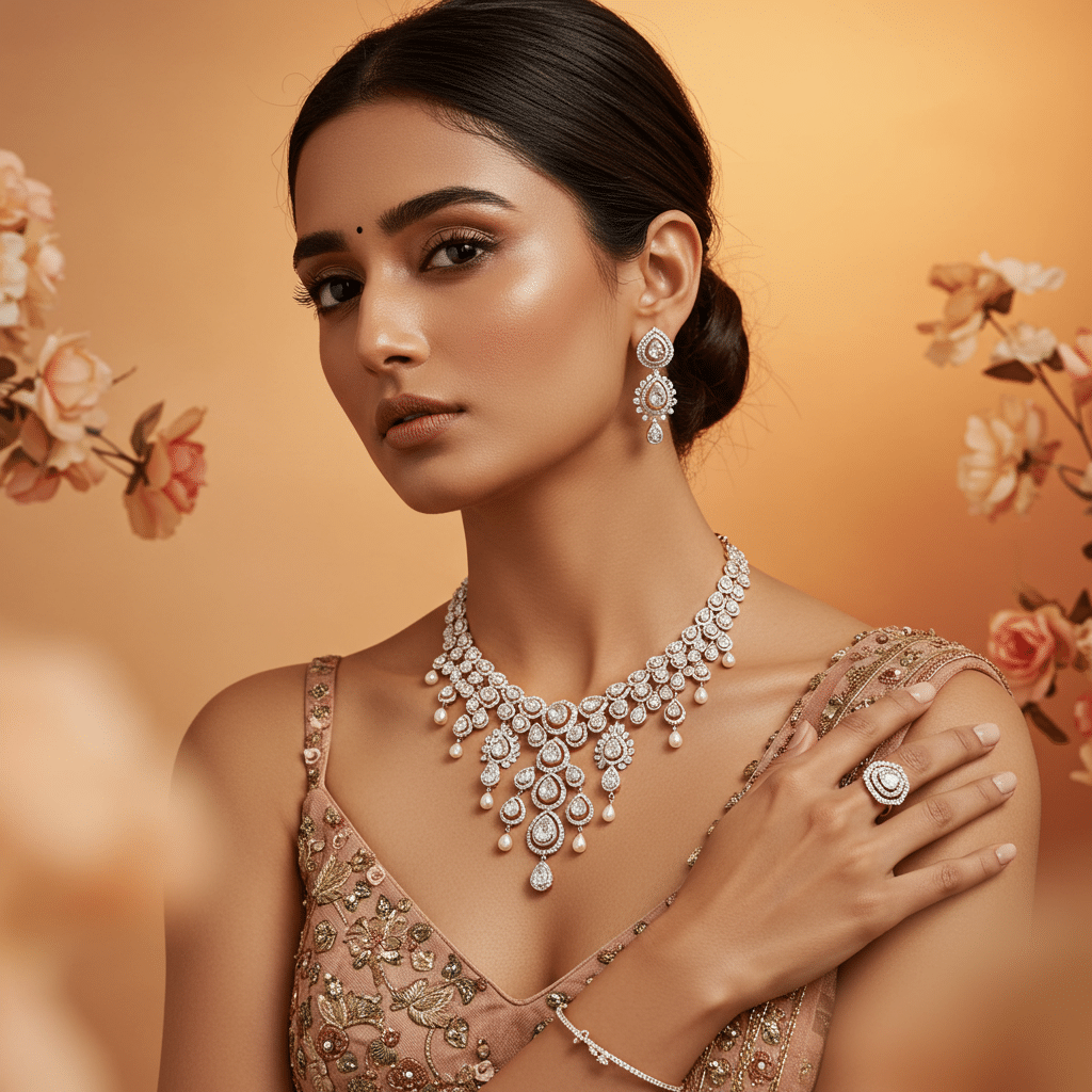 beautiful women wearing vihaan jewellery