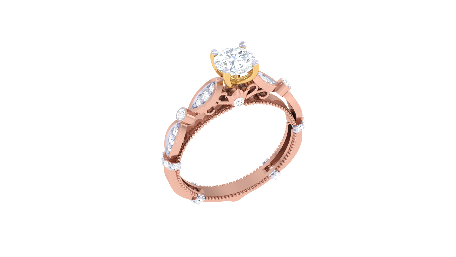 Gold Wt(18K) 1.8 gms | Diamonds 0.23 ct. Refined Solitaire Two-Tone Diamond Ring