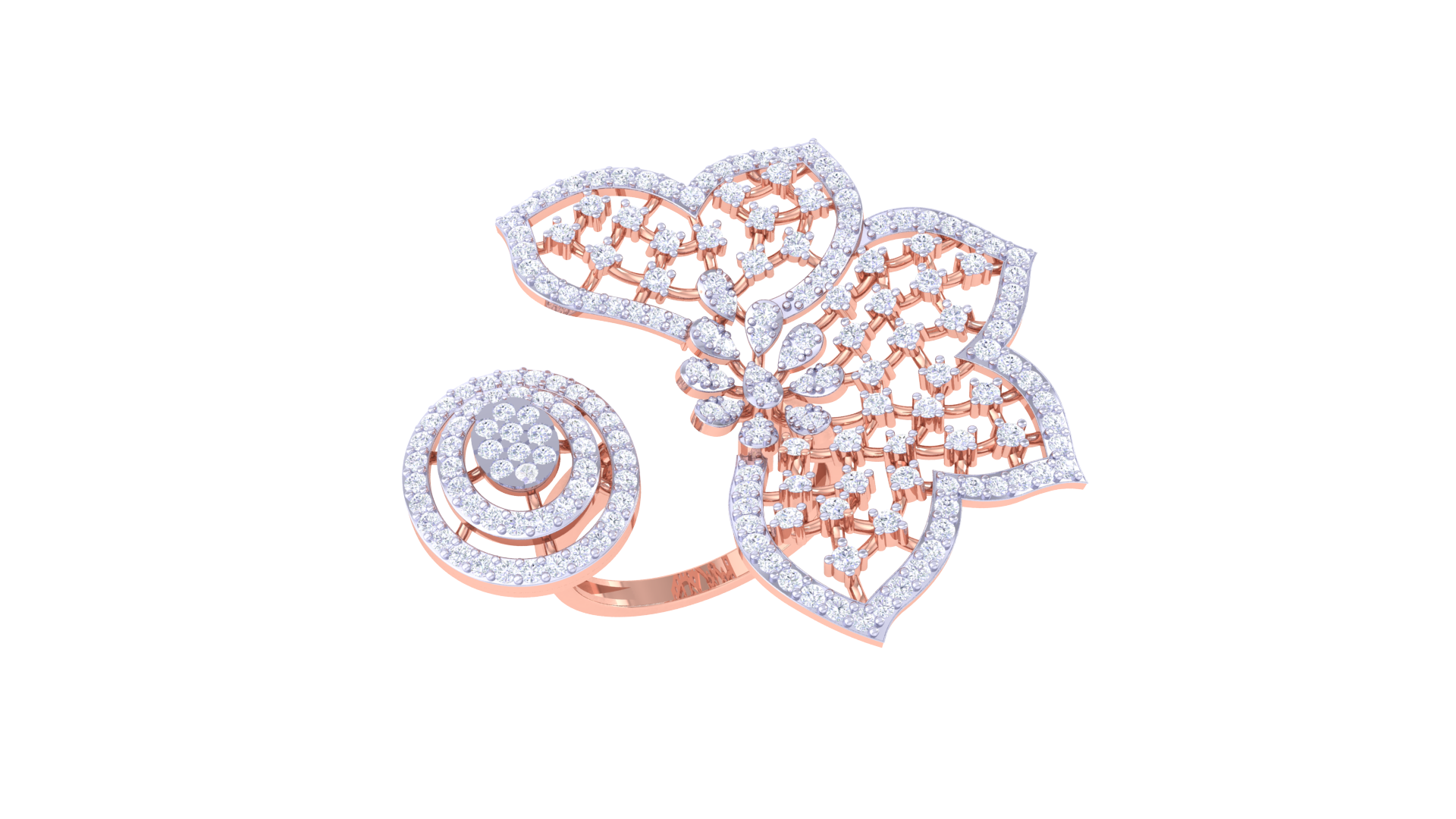 Gold Wt (18K) - 8.2 gms | Diamonds : 1.6 ct | Dual Bloom Diamond Ring
