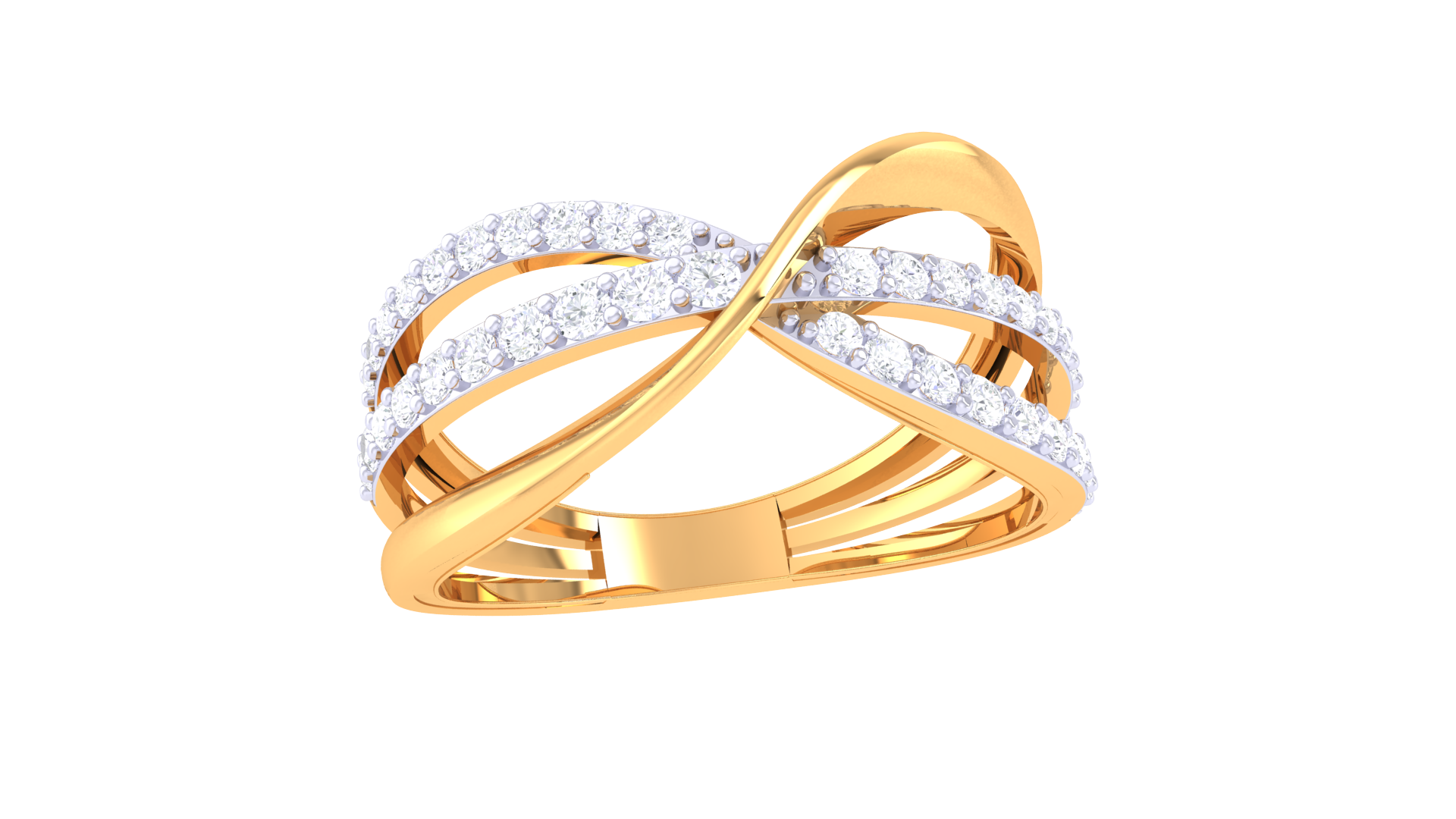 Gold Wt (18K) - 3.4gms | Diamonds : 0.36 ct |Interwoven Wave Diamond Ring