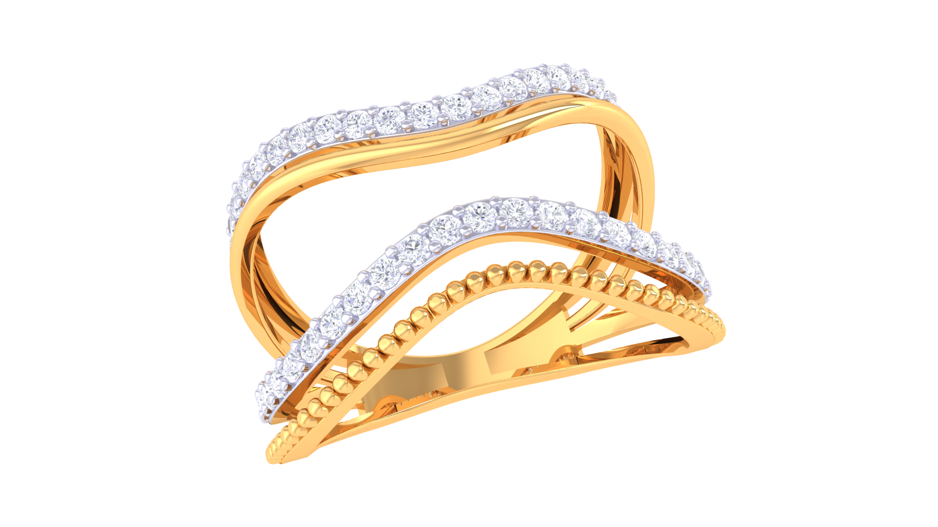 Gold Wt(18K) 4.37 gms | Diamonds 0.37 ct. Serene Wave Crest Diamond Ring