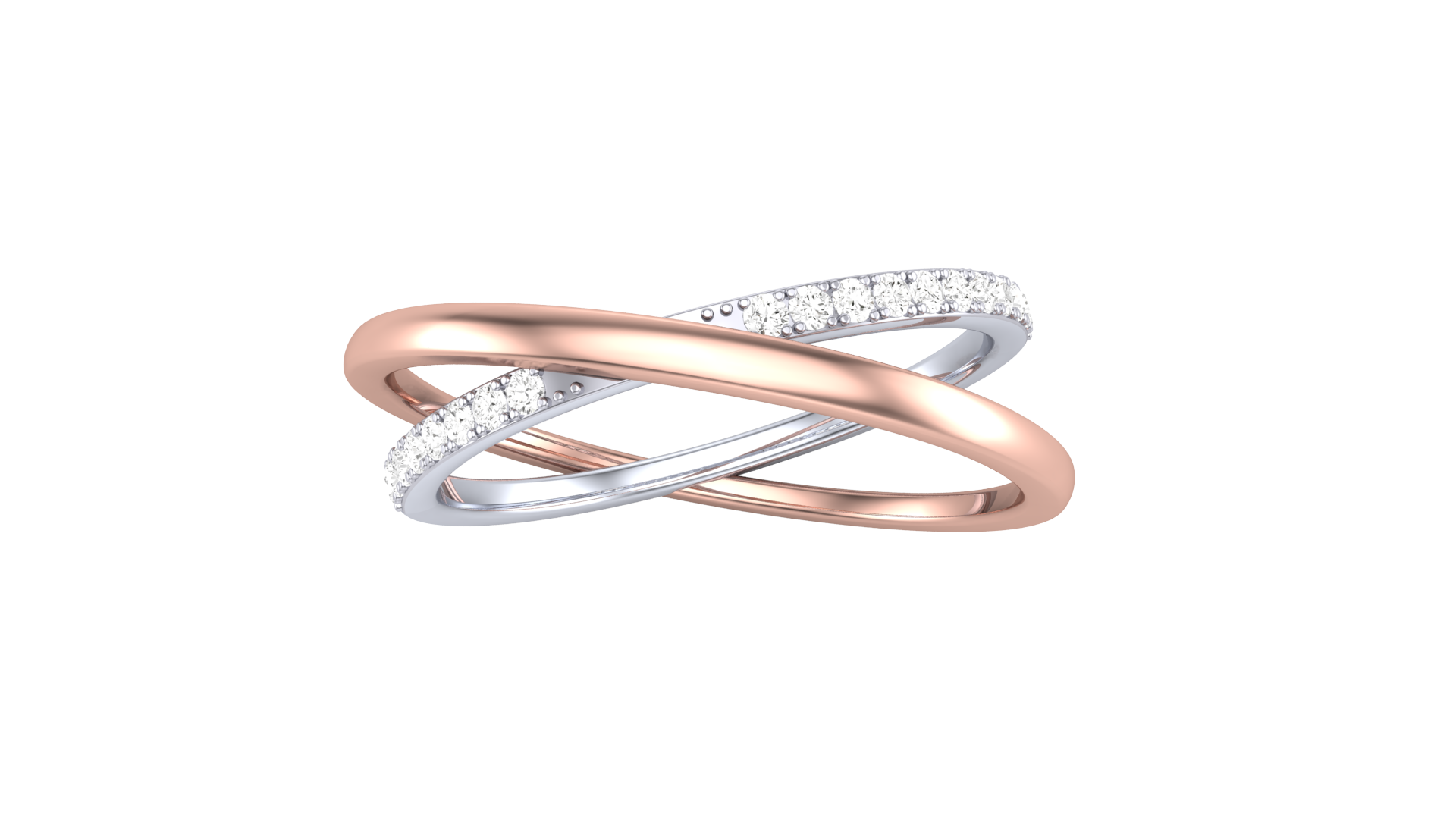 Gold Wt(18K) 2.5 gms | Diamonds 0.14 ct. Luxe Twin Band Gold & Diamond Ring