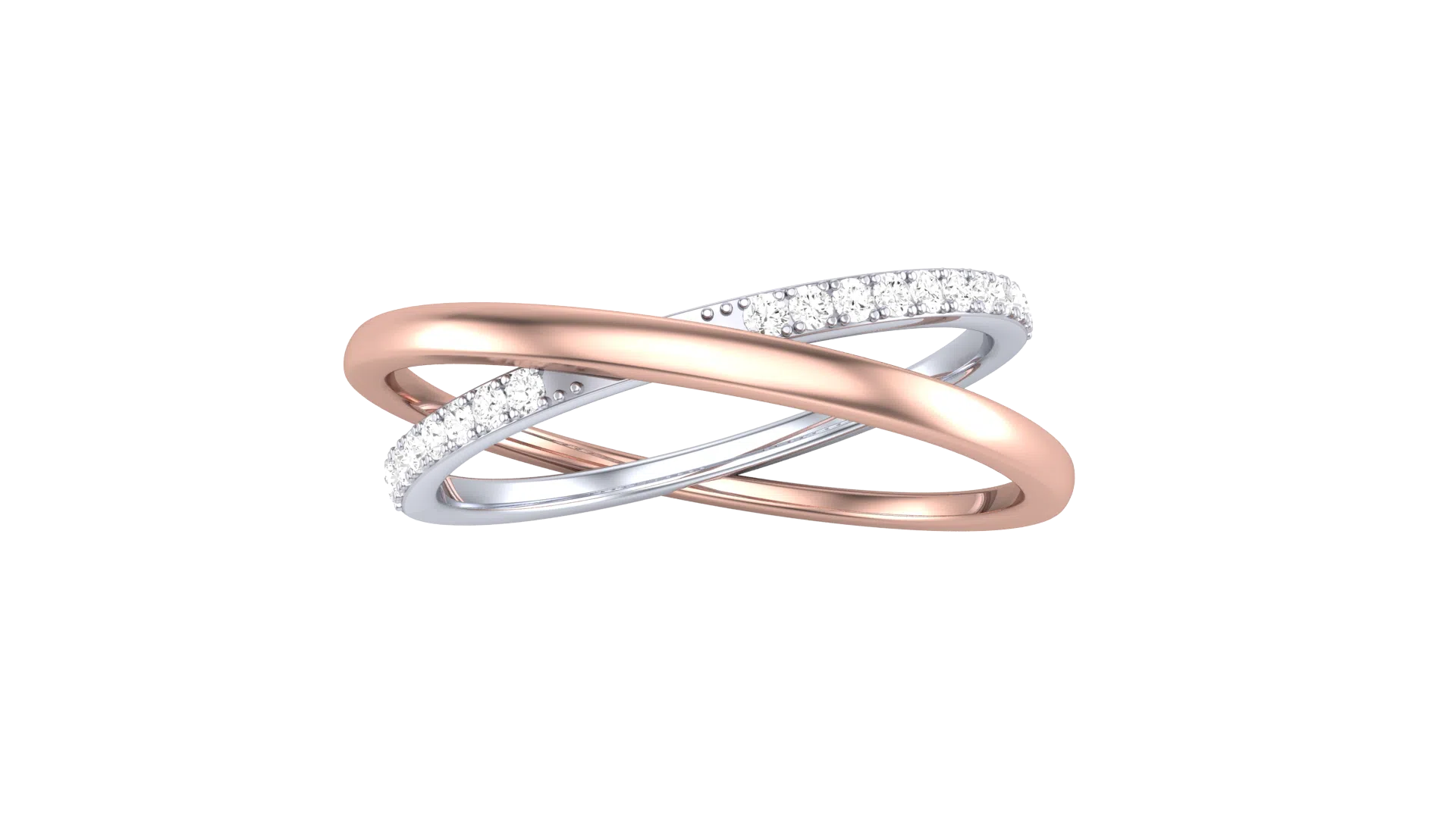 Gold Wt(18K) 2.5 gms | Diamonds 0.14 ct. Luxe Twin Band Gold & Diamond Ring